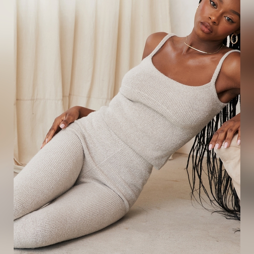 NWT House of CB Sydney Rumi Opal Ribbed Knit Tank Vest Top Leggings 2 pc Set S
